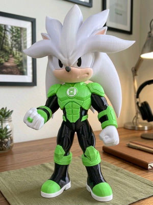 Silver the Hedgehog Green Lantern Edition figure like new