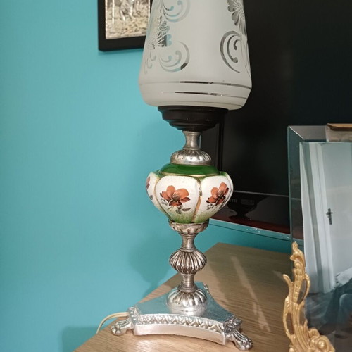 Antique table lamp used, porcelain, rare aesthetic (1970)