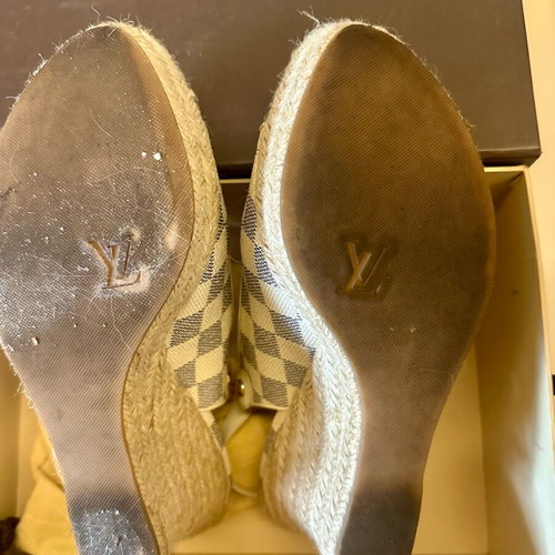 Louis Vuitton wedges used, damier grey-beige pattern, size 40.5