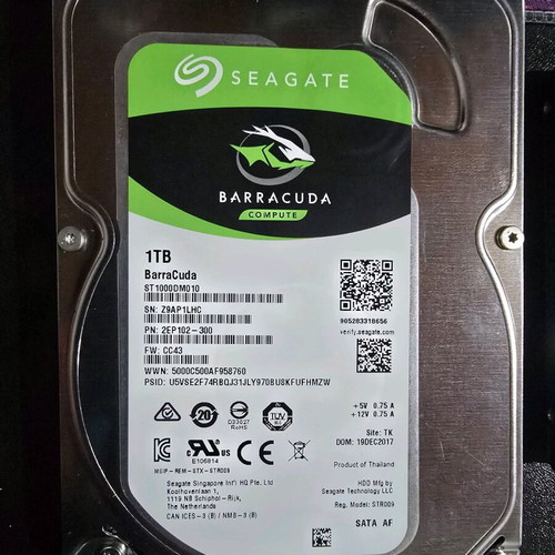 Seagate Barracuda 1TB hard drive used, 7200rpm