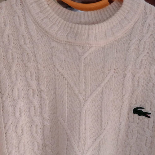 Lacoste Sweater XL 100% Wool Like New White Original