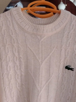 Lacoste Sweater XL 100% Wool Like New White Original