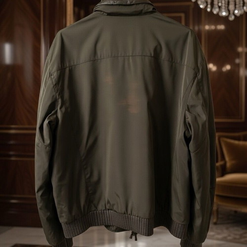 Versace Collection bomber jacket like new, olive green with leather accents