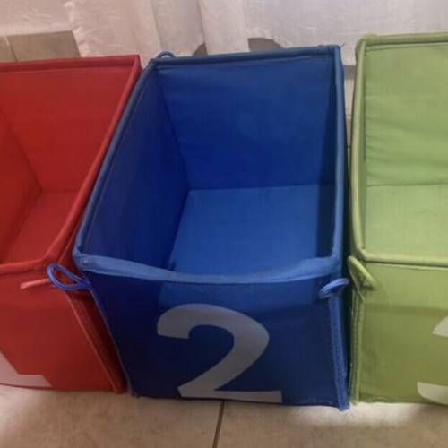 IKEA KUSINER storage box set used, 3 pieces, colorful