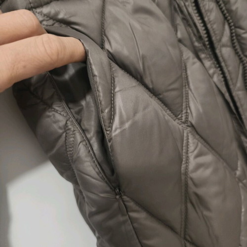 Women's long quilted coat DOCA size M like new, brown/gray
