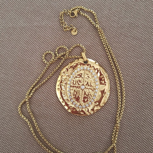Konstantinato necklace 5cm, stainless steel, gold color, new