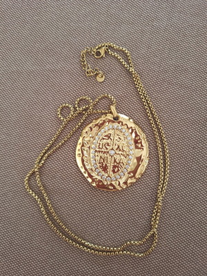 Konstantinato necklace 5cm, stainless steel, gold color, new