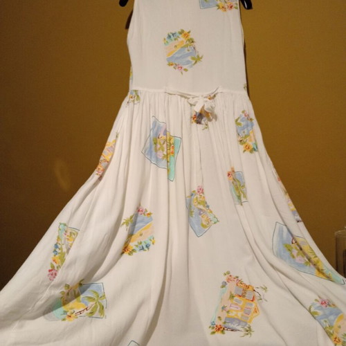 Together! vintage early '90s maxi sleeveless dress white multicolor like new