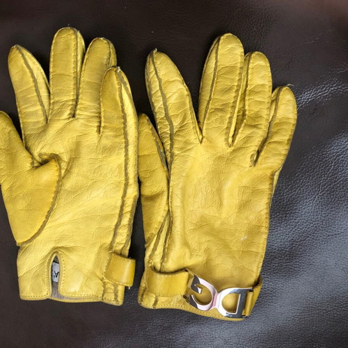 Dolce & Gabbana leather gloves used, yellow, size s-m