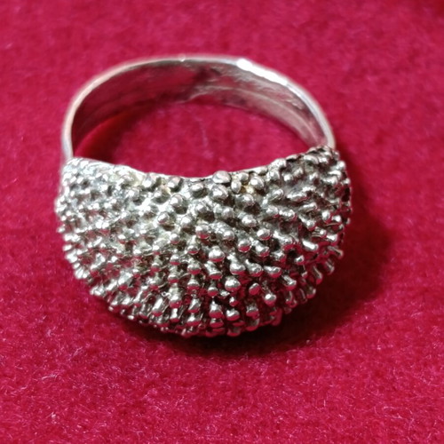925 silver embossed ring, size 59