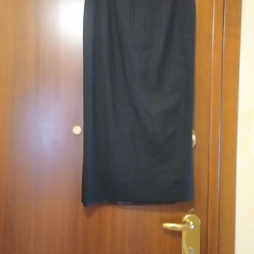Wool skirt 100% acetate midi with front slit and lining like new, black, size S