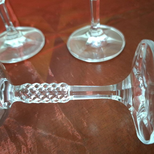 Crystal glasses like new, set of 3, engraved with designs