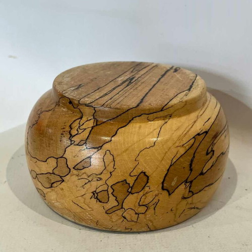 Vintage handmade wooden bowl from beech wood with spalted design used