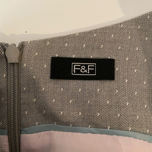F&F Office Wear pencil dress with cap sleeve and belt used, grey with white pin dots