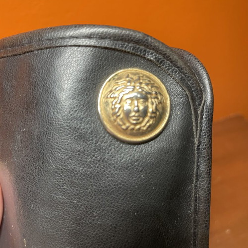 Gianni Versace leather glasses case, vintage 90s, Medusa logo