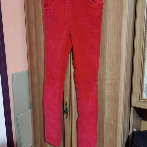 Women's red slim jeans used, leggings style, size L
