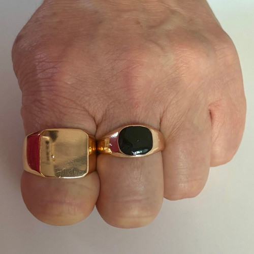 Gold Tone Signet Rings Set size 10 with cosmetic defects