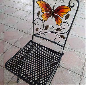 Καρέκλα-πεταλούδα, σιδερένια-μασιφ, αναδιπλούμενη