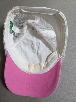 Benetton jockey hat girls used, adjustable, white pink
