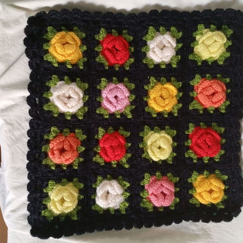 Wool pillowcase used, old needlework with embroidery