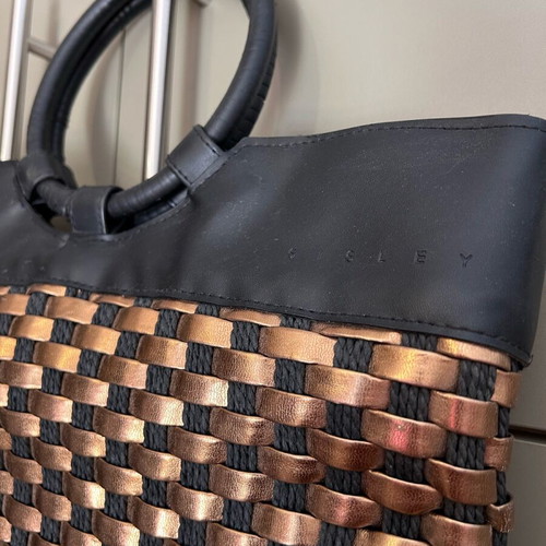 Sisley Handbag handmade black and gold, like new