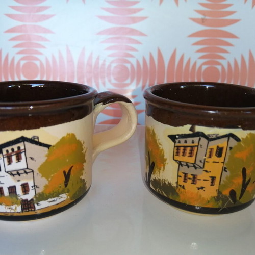 Ceramic Coffee Cups souvenir from Pelion like new, vintage