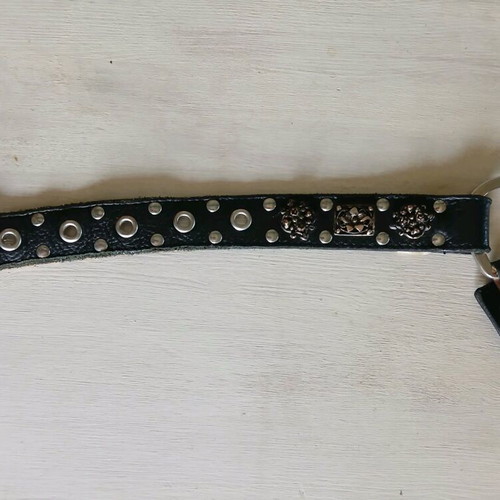 Zara leather belt size 85 like new, black with silver decorations