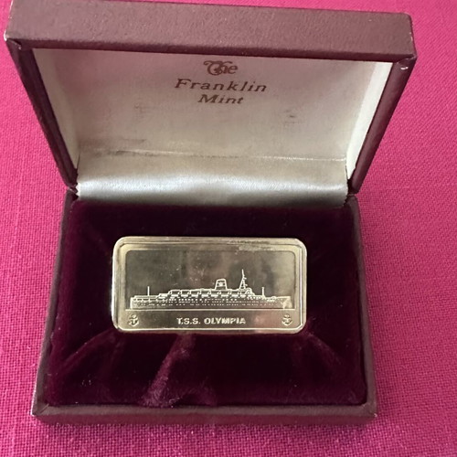 Commemorative Plaque of T.S.S Olympia Silver 925 like new