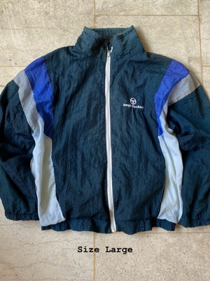 Sergio Tacchini Vintage Track Jacket used, size M, blue and green