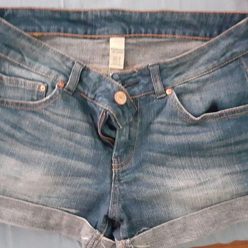 Mango denim shorts like new, size Small, blue with faded details