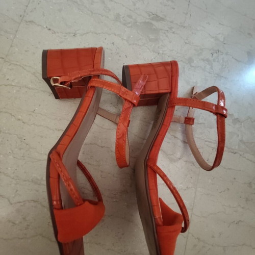 Orange platform sandals, size 38