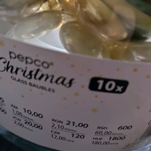 Christmas food decorations and gold glass balls pack new