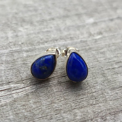 Silver earrings with natural lapis lazuli, new