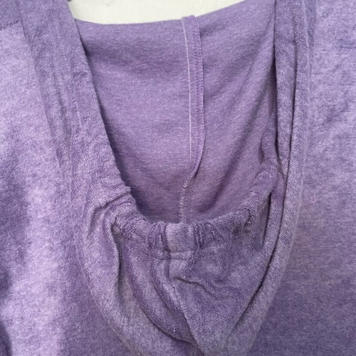 One-piece terry jumpsuit with zipper and hood, refurbished, purple