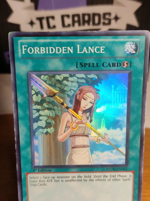 Forbidden Lance Yu-Gi-Oh κάρτα μεταχειρισμένη 1η έκδοση Super Rare STOR