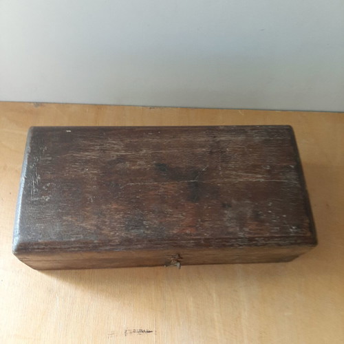 Wooden box with brass weights used, 1950s-60s vintage