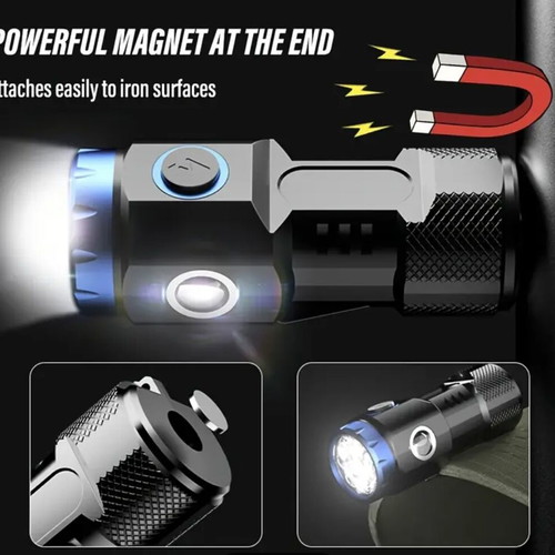 Rechargeable pocket flashlight with side light and 8 led, new