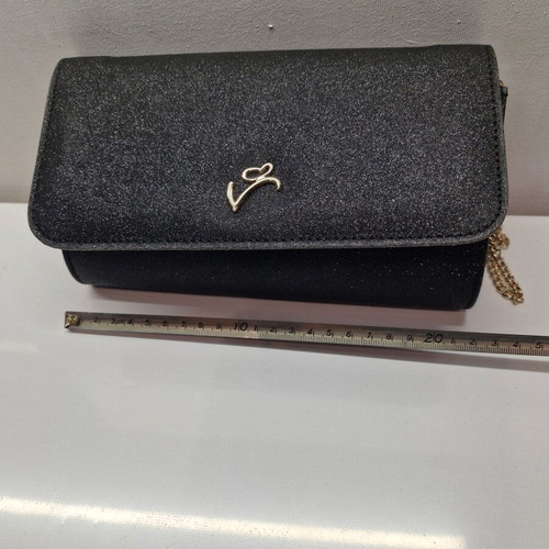 Veta evening shoulder bag like new, black with gold chain and glitter effect