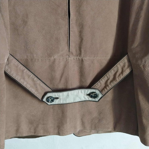 Vintage men's dirndl jacket Natural Life, suede and linen, size 54