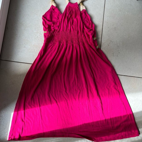 Mako fuchsia summer dress used, size S - M with gold details and rope