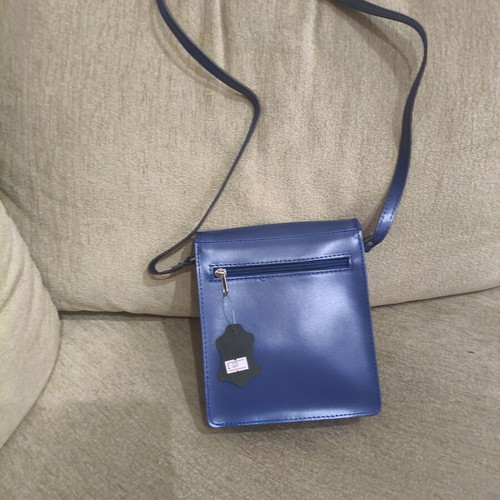 Crossbody bag blue genuine leather new handmade JK Leather