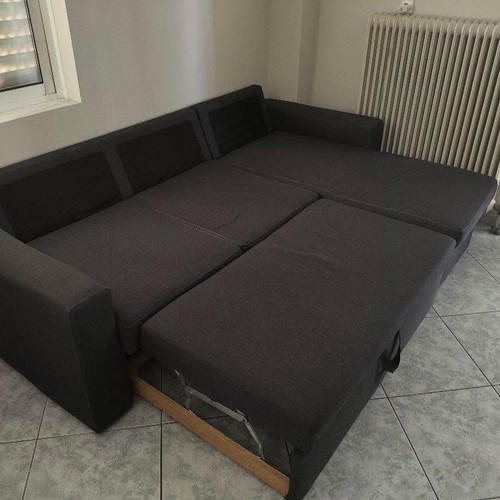 Corner sofa bed, grey, 220x152 cm