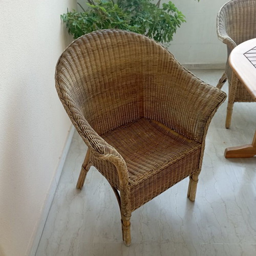 Bamboo armchairs used, set of 2 with cushions
