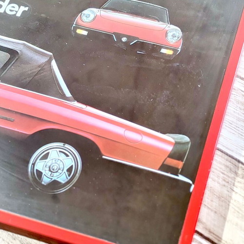 Alfa Romeo Spider retro car poster, framed with protective glass
