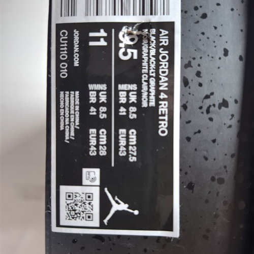 Jordan 4 Black Cat boots, size 43