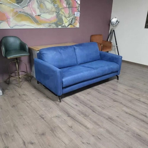 Designer blue fabric sofa three-seater with sleep function new