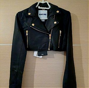 MOSCHINO x H&M μαύρο δερμάτινο cropped jacket Size S