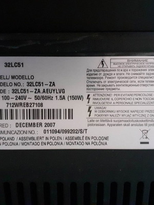 Πλακέτες LG 32LC51 μεταχειρισμένες λόγω σπασμένης οθόνης