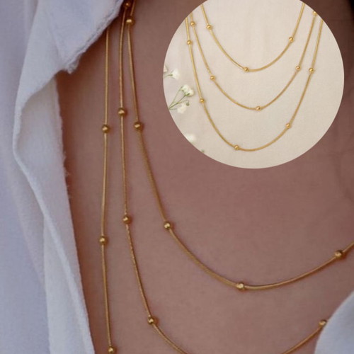 Triple necklace made of gold stainless steel new