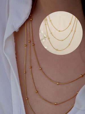 Triple necklace made of gold stainless steel new